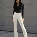 Women Ultimate Straight Pants - Lite Regular Trousers (White)